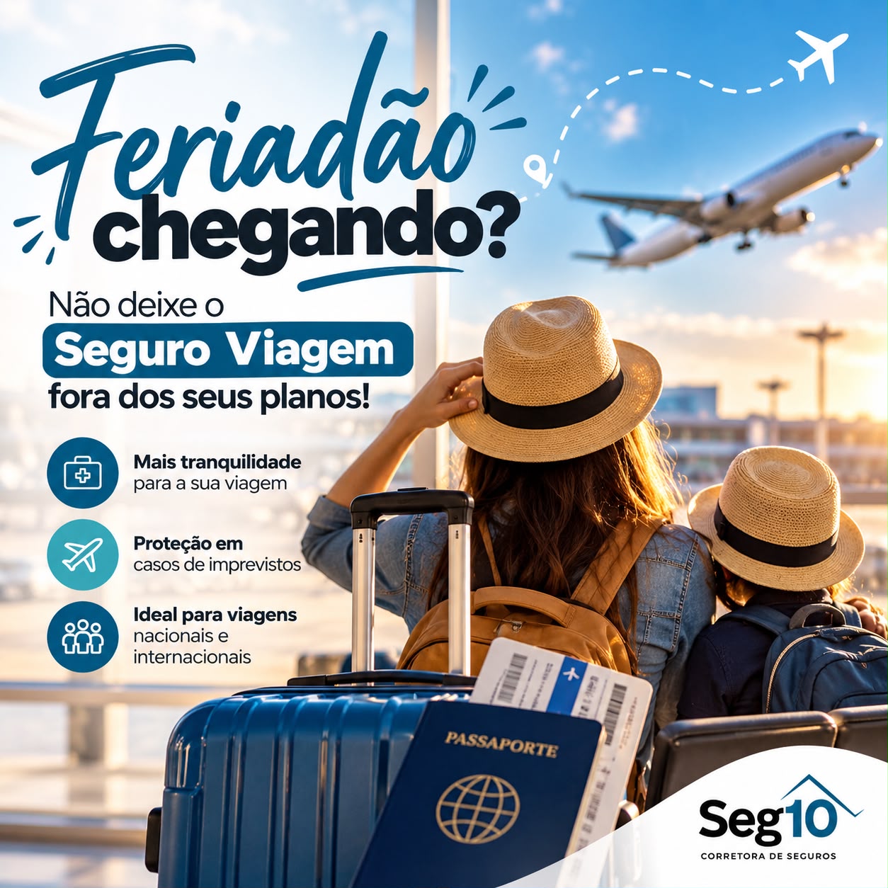 Feriadão chegando? Não deixe o Seguro Viagem fora dos seus planos! ✈️🌎